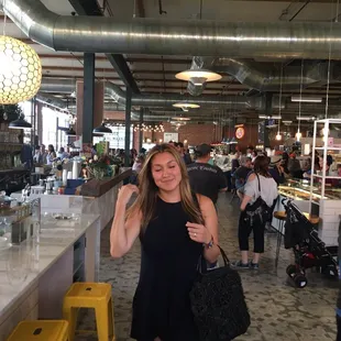 a woman in a black dress