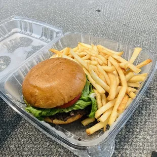 Burger and fries