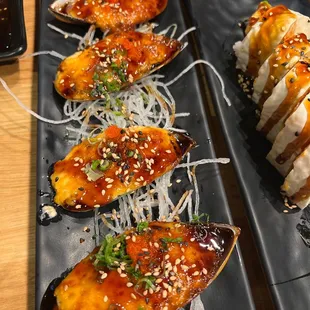 Baked green Baked Mussels