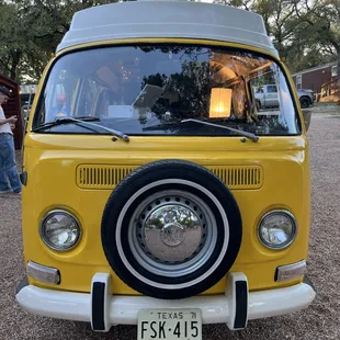 This is Goldie! She&apos;s a beautiful 1971 Volkswagen bus with a working photobooth inside!