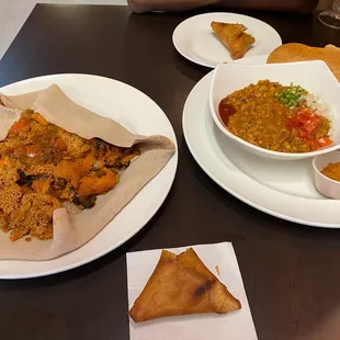 two plates of food on a table