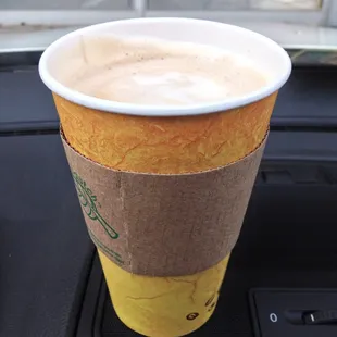 Huge cappuccino made from Harrar Ethiopian coffee beans.