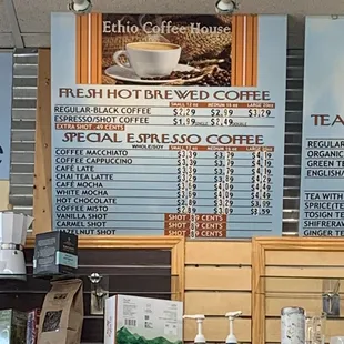 Ethiopian coffee House extensive menu