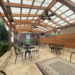 Gorgeous outdoor covered seating and amazing food!