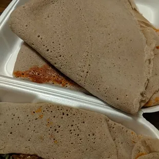 Two extra pieces of injera