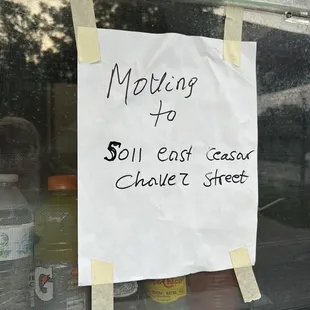 Moving sign - they're moving to new location on 5/12/23