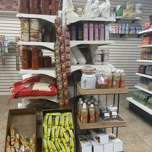 shelves of food and condiments