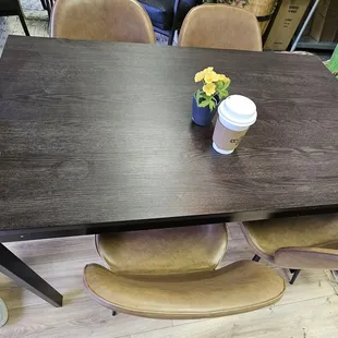 a coffee cup on a table