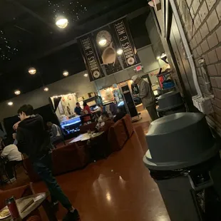 Book shop near coffee shop in an area where you can listen to a sermon in another building