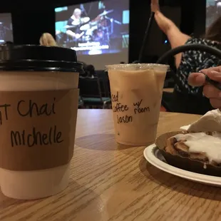a plate of food and a cup of coffee