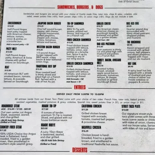 menu