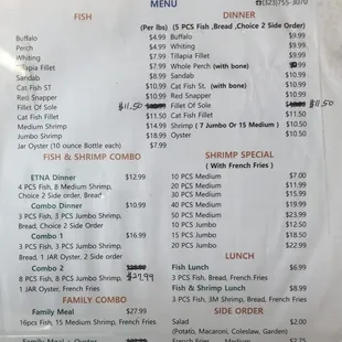 menu