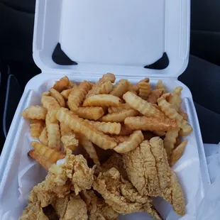 filet sole and fried shrimp