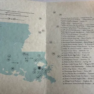 All food is sourced by farmers in Louisiana, Mississippi, Alabama, Texas and Kentucky.