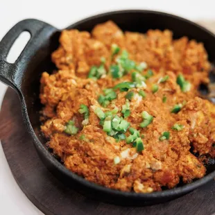 a close up of a dish of food