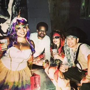 a group of people dressed in costumes