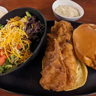 Fish Sandwich and Side Salad