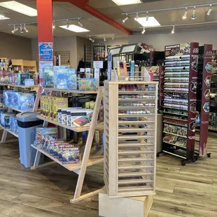 Selection of board games and other merchandise