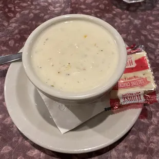 Walleye chowder, a little bland but nothing the salt and pepper at the table couldn't fix