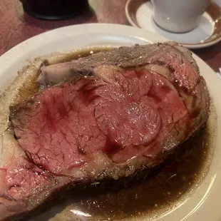 Prime rib, medium rare.   The rosemary crust and au jus are nice