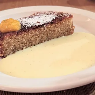Orange and Fennel Seed Cake with Creme Anglaise. DYNAMITE. A seasonal fall/winter menu item.