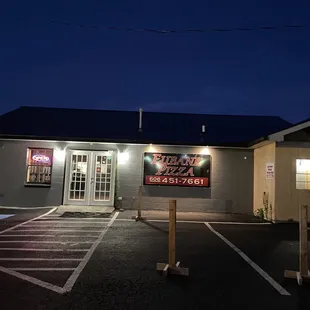 Outside with a pick up window