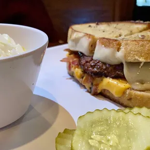 Patty Melt, All-beef patty, melted Swiss &amp; American with sautéed onion on grilled rye