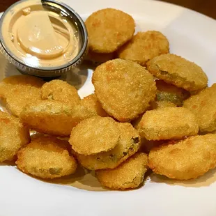 Crispy Pickle Chips, panko-breaded, served with chipotle ranch