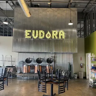 the interior of the brewery