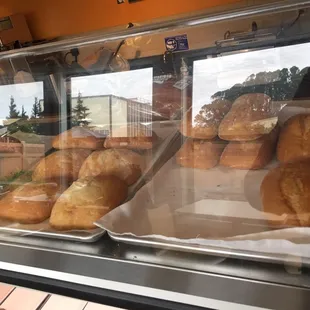 Bread options at lunchtime. I highly recommend the Dutch Crunch.