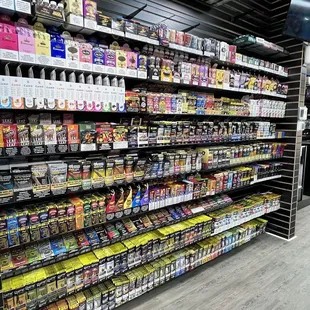 Cigarillos and rolling paper section