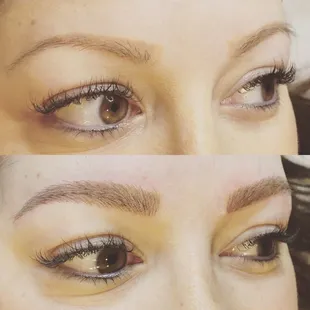 Microblading can be used to cover older faded tattooed brows creating hairstrokes that have a more natural appearance.