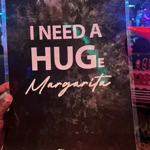 Back of the menu