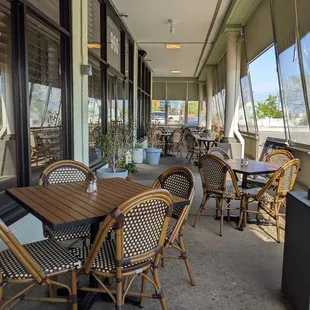 Outdoor dining area with enclosure