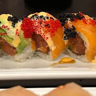 sushi with various toppings