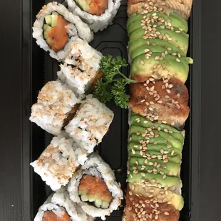 Spicy salmon roll and energy roll