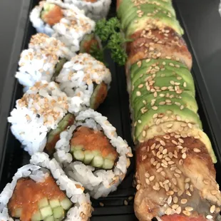 Spicy salmon roll and energy roll