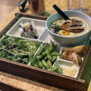Lunch bento - black ramen, California roll