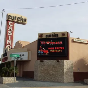 Traveling east on Sahara,  look for the casino on the right. ..at Sherwood Street