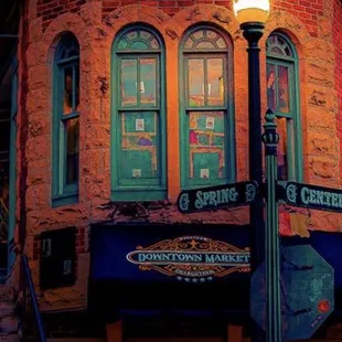 Front door to Eureka Charcuterie, corner of Spring &amp; Center Street.