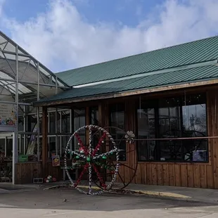 The outside of the greenhouse and gift shop