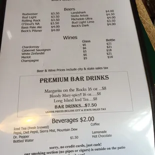 menu