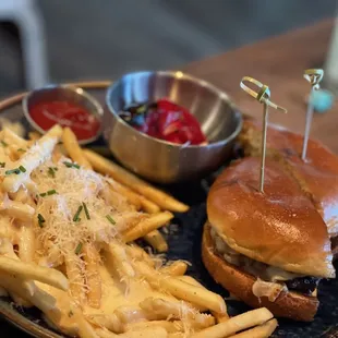 Bison Burger with Truffle Cheese Fries
