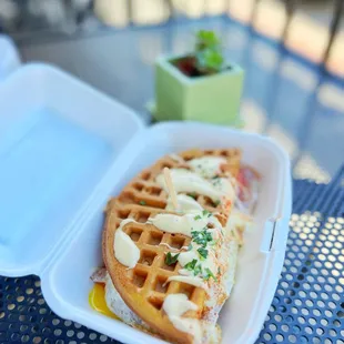 Egg Waffle Benedict. Pretty delish! | www.moniquedao.com
