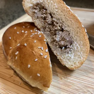 Nicely baked beef piroshky.