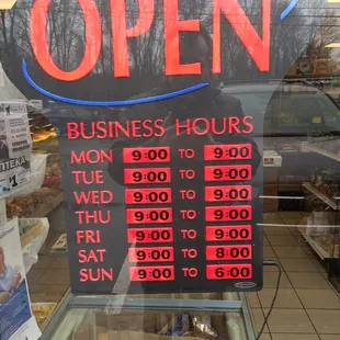 Hours of operation: M-F 9-9; Sat 9-8; Sun 9-6