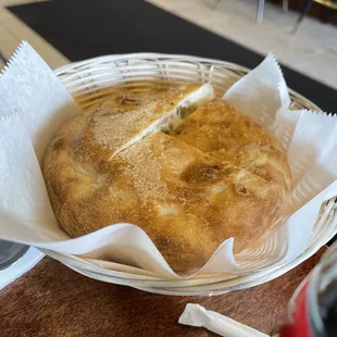 a loaf of bread in a basket