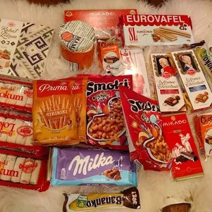 the contents of a variety of snacks