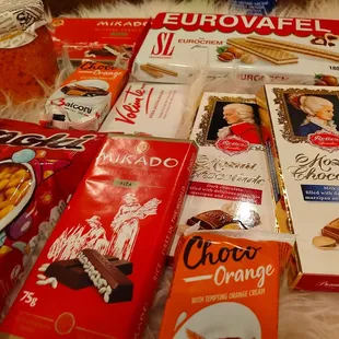 a variety of food items on a table