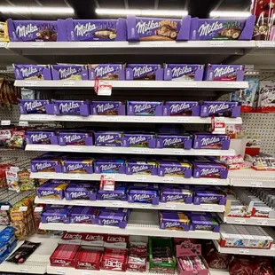 A good variety of Milka chocolates
